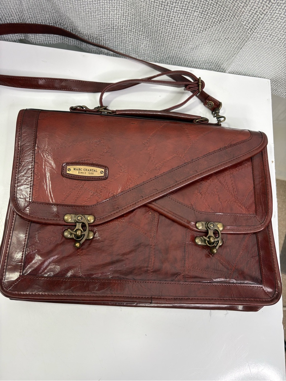 Marc Chantal Vintage Leather Satchel in Dark Rusty Brown